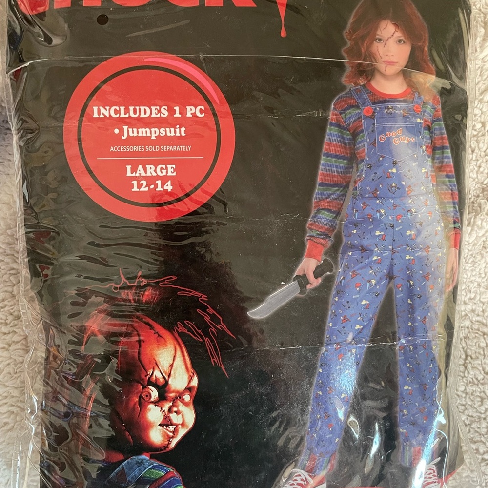 Kids Chucky Costume Jumpsuit - Blue and Red